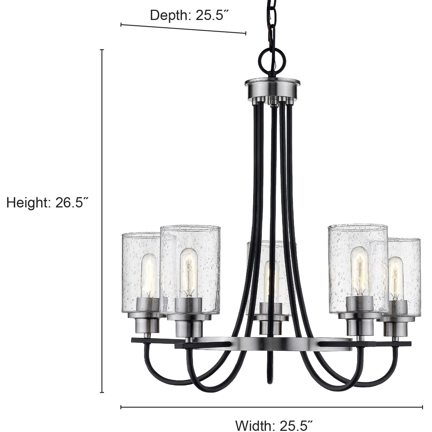 Clifton 5 Light 25.5 inch Matte Black/Brushed Nickel Chandelier Ceiling Light